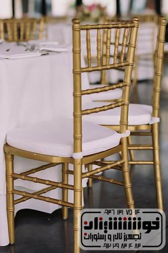صندلی شیواری طلایی فلزی با رنگ کوره ای ثابت